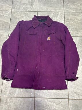 Vtg 80s Carhartt 100 Year Anniversary Detroit Style Arctic Coat Custom Dyed-Read